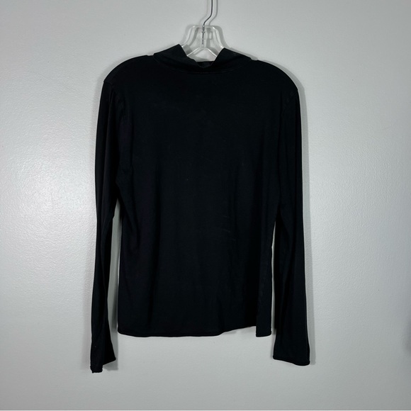 By Anthropologie Solid Black Lightweight Mock Neck Long Sleeve Shirt Large L - Picture 3 of 3